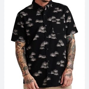 Men’s Roark Black Agave Scholar Short Sleeve Woven Button Down Shirt Size L